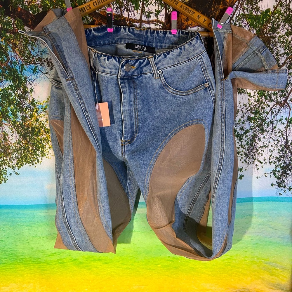 Cut-out Stocking Jeans by Miss Lola